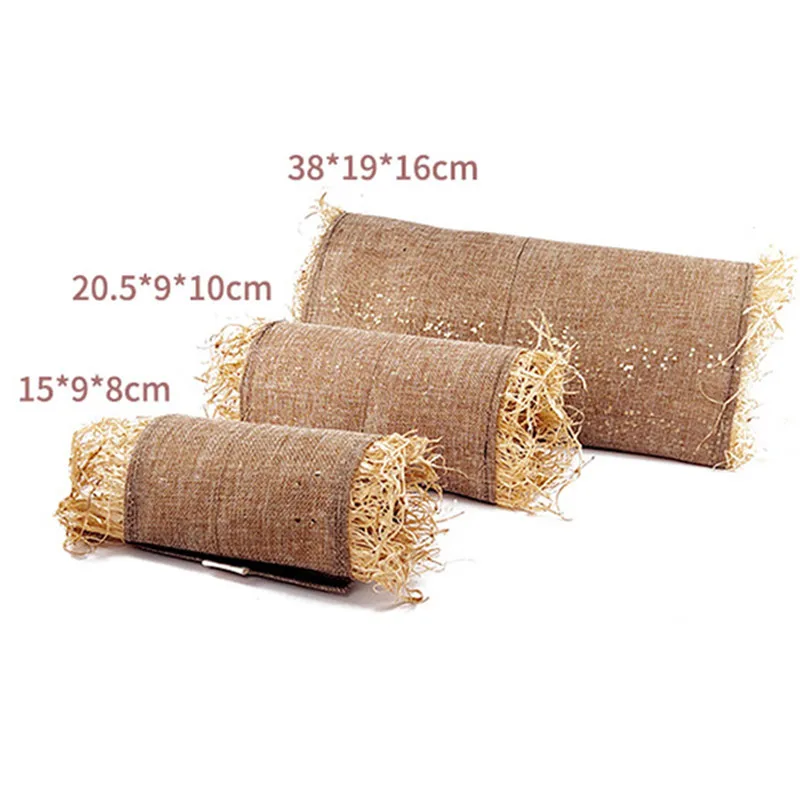 Rabbit Hideaway Toy Grass Straw Bunny Toy Tunnel Hamster Accessories for Guineapig Chinchilla Ferret Rats Rodent Cage