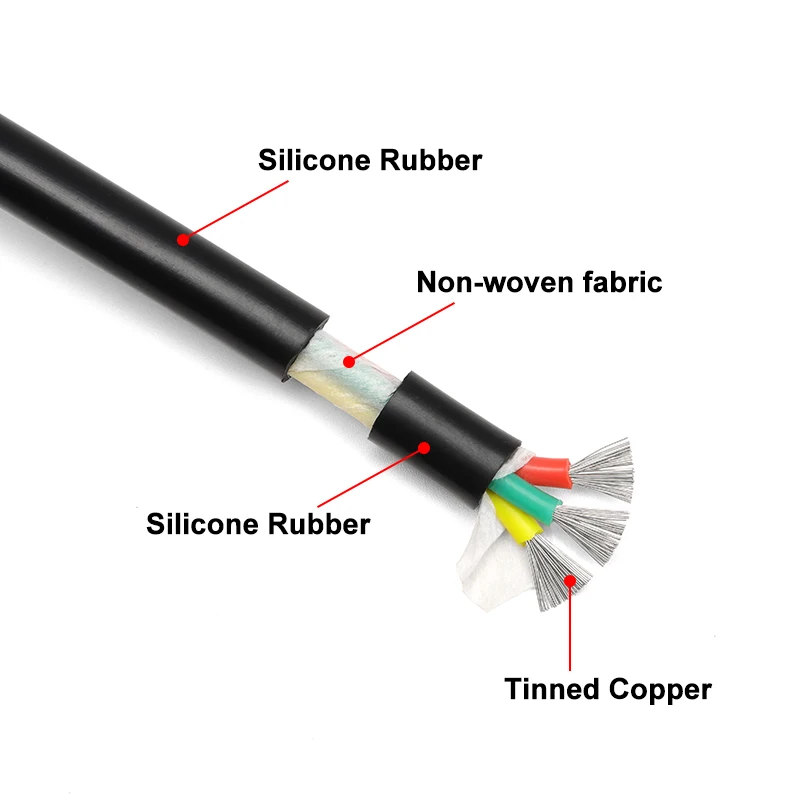 Multi-Core Silicone Wire Sq0.3/0.5/0.75/1/1.5/2/2.5/4/6mm 2/3/4/6Cs Flexible High Temperature Resistant Tinned Copper Cable