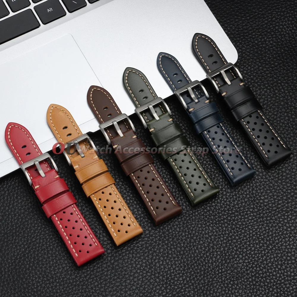 18mm 20mm 22mm 24mm Genuine Cowhide Leather Strap for Samsung Galaxy Watch 7 6 5 4 Soft Breathable Wristband  for Seiko Bracelet