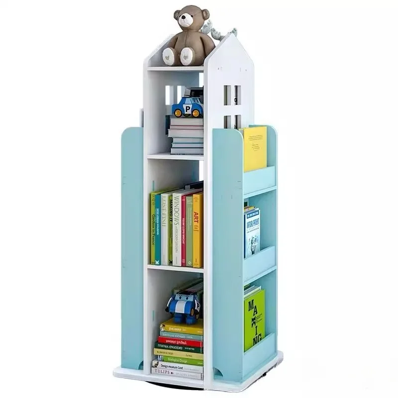 

Creative Floor Bookcase Children's Illustrated Bookcase Rotating Bookcase Kindergarten Baby Shelves Student Book Storage Shelf