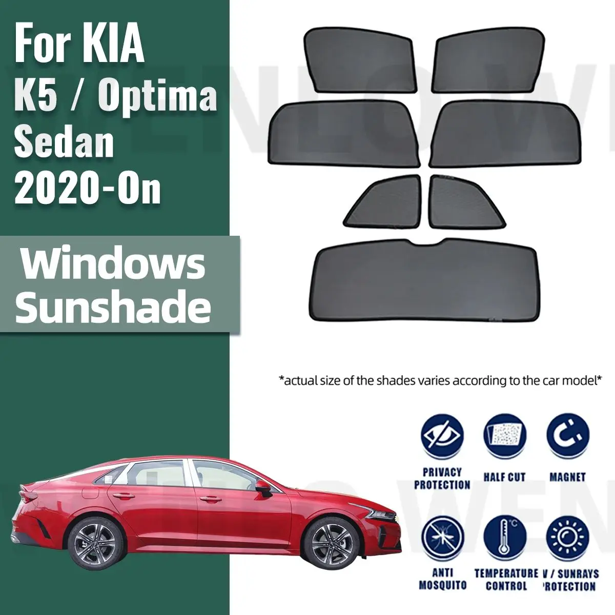 For KIA K5 Optima Sedan DL3 2020 2021 2022 2023 2024 Magnetic Car Sunshade Front Windshield Curtain Rear Side Window Sun Shade