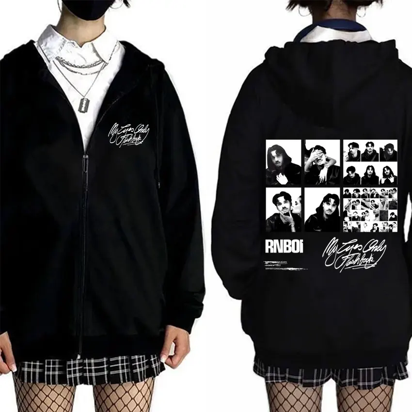 Jaqueta com Zíper RnBoi My Eyes Only Flashback Album Merch para Homens e Mulheres, Moda Hip Hop, Música Pop, Streetwear