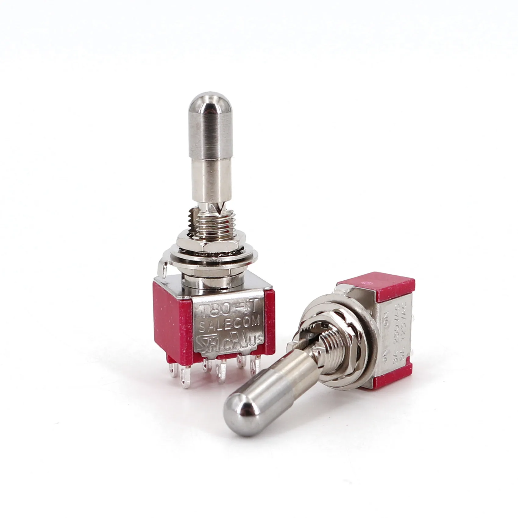 Salecom T80-T LK Series Locking Handle Miniature Toggle Switch 1/4 Inch Panel Mount 5A/125VAC