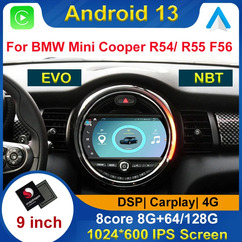 

Snapdragon 9 Inch Android 13 For BMW Mini Cooper F54/F55/F56 2007-2016 Car Radio GPS Navigation Stereo Multimedia BT Audio