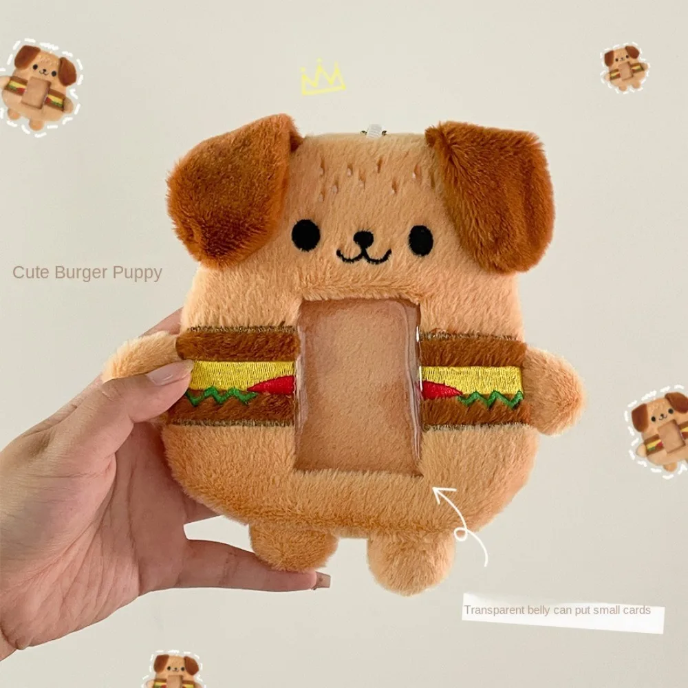 Protector de tarjeta de hamburguesa y perro, juego de protección de identificación de PVC, soporte de felpa para sesión fotográfica, funda deslizante, bolsa de tarjeta de dibujos animados, nuevo