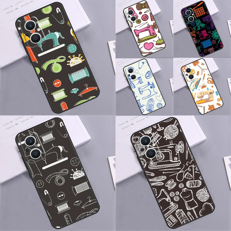 sewing machine tailor pattern Case For OPPO Reno 4Z 2Z 5Z 8T 10 4 5 6 7 8 Lite OPPO Find X2 Neo X3 Lite X6 X5 Pro Coque