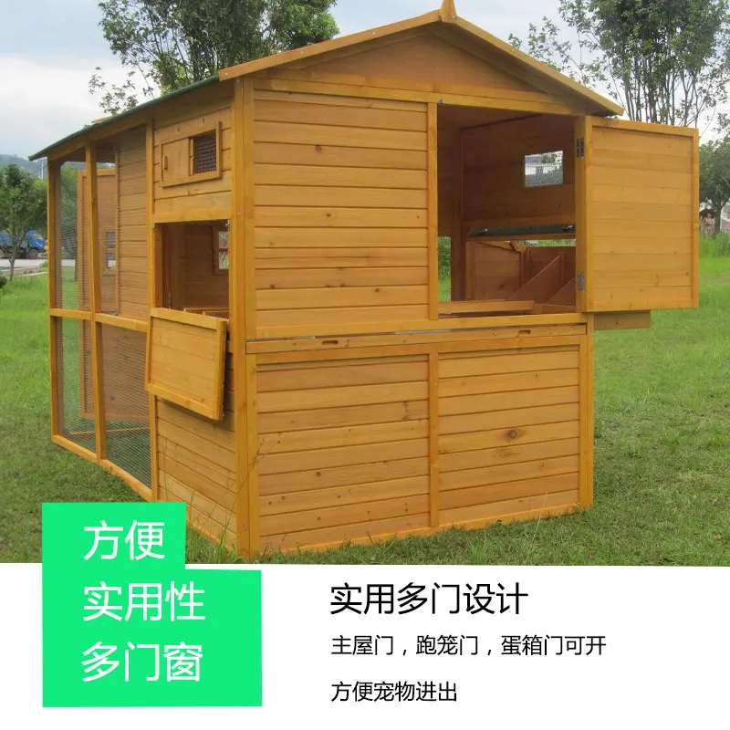 Solid Firwood Chicken Coop Household Outdoor Rain Proof Sunscreen Chicken House Large Size Bird Pigeon Cat Cage Weasel Proof