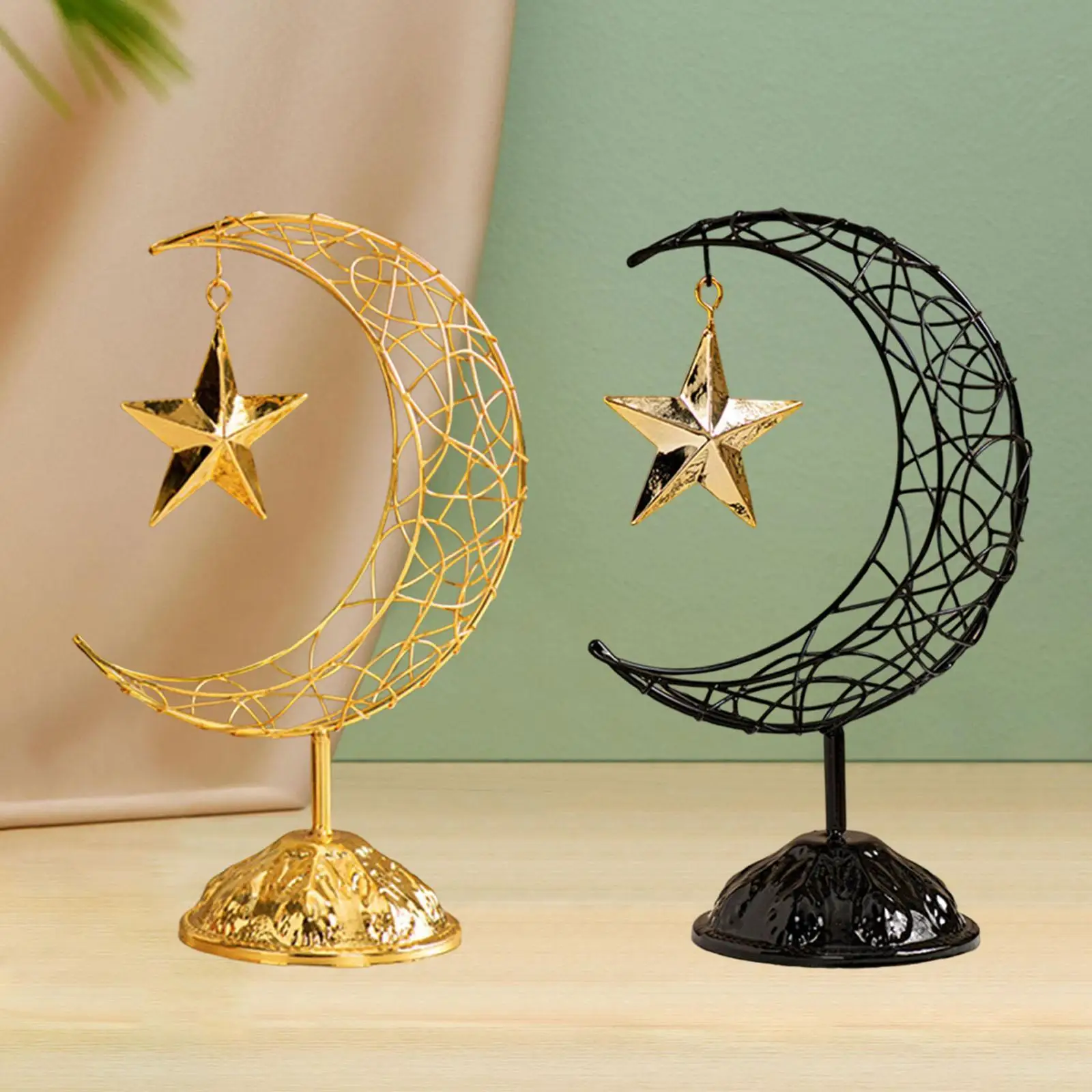 Centro de mesa con adorno de estrella y Luna, decoración de Ramadán para sala de estar y hogar