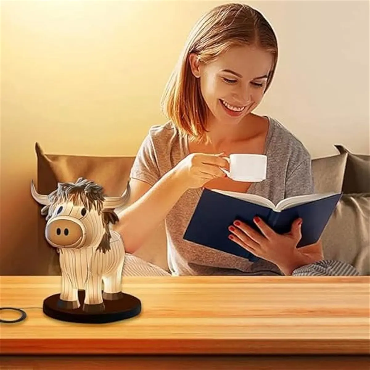 ●Cow Table Lamp Farmhouse Cow Night Light, Cow Bedside Lamp USB Small Nightstand Lamp for Home Office Bedroom Living Room-A57M