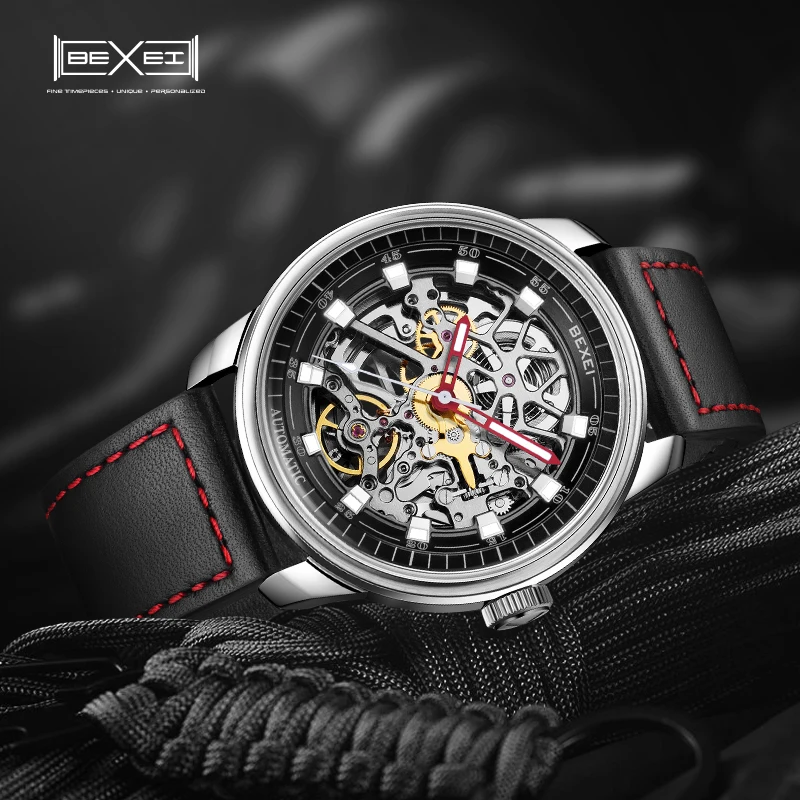 

BEXEI 9109 luminous 316L stainless steel automatic Mechanical watch Fashion Business waterproof synthetic sapphire watch for men