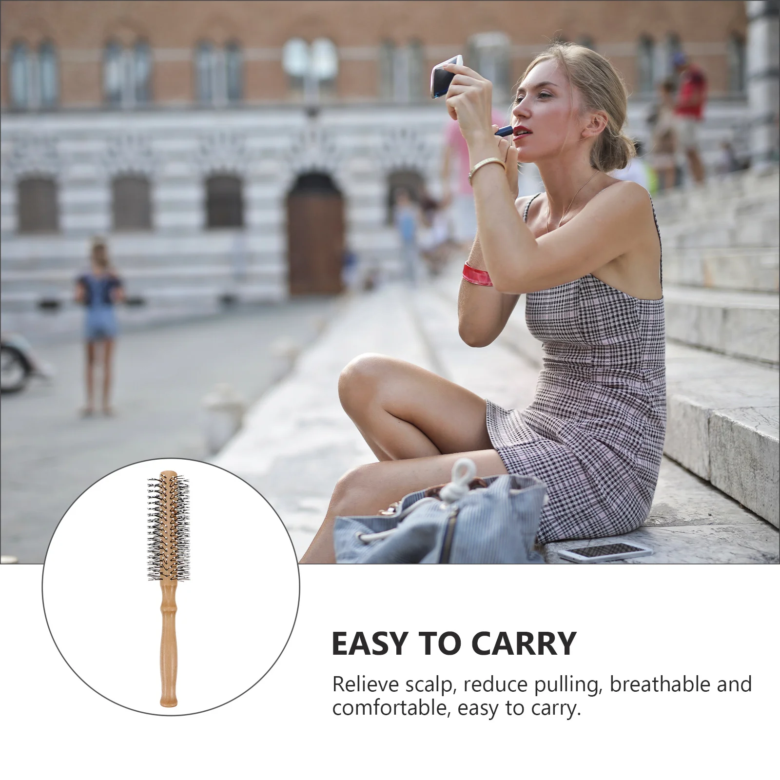 

1Pcs Hairdressing Comb Wood Round Hair Brush Styling Tool Durable Lightweight Comfortable Scalp Massage Wood Round Hair Brush
