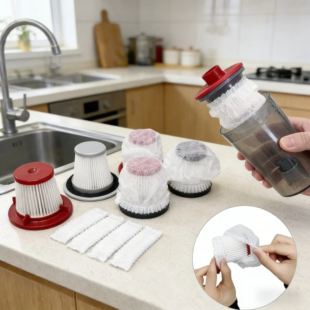 30 Pack Non-Woven Vacuum Cleaner Filter Covers, Dust-Proof Mesh Protectors For Standard Filters Vacuum Cleaner Parts