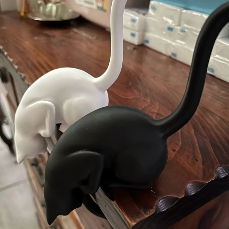 Creative Upside‑Down Cat‑Shaped Wall Hanger Key Hook Storage Rack Practical Home Decor Craft Present