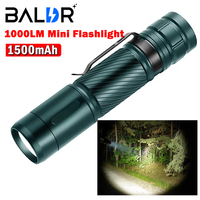 BALDR SC8 Powerful LED Tactical Flashlight Rechargeable EDC Keychain Torch with Pen Clip 1500Mah Lantern for Fishing Camping