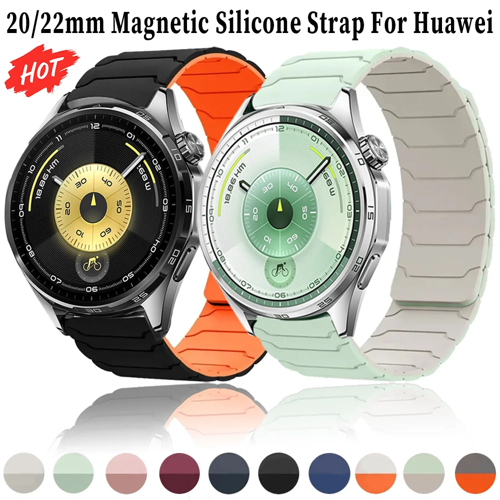 

20mm 22mm Magnetic Silicone Strap For Huawei Watch 5/4/GT6/GT5/GT4 Pro 46mm Sports Bracelet Garmin Venu 4/3/Active 6-5 Watchband