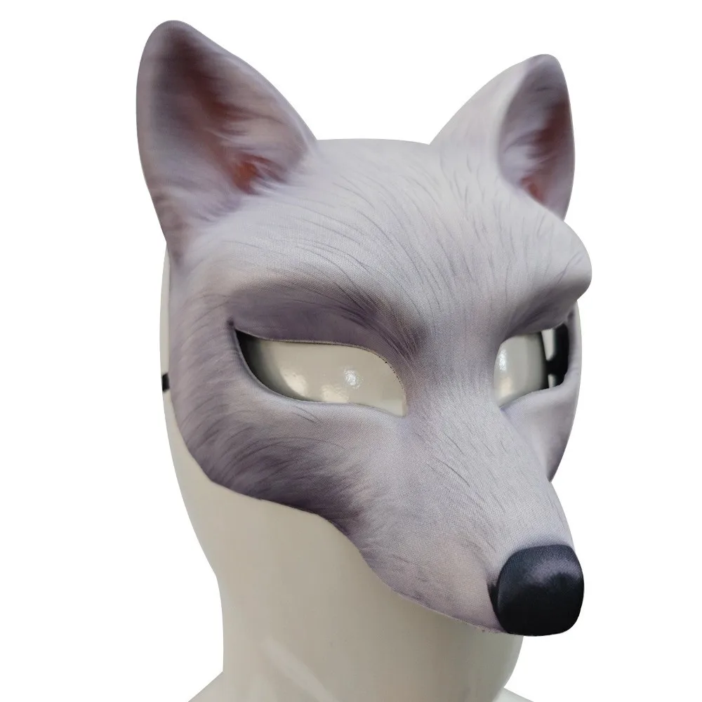 面白いオオカミ ハロウィン ウェアウルフ マスク パーティー小道具 ハスキー タイガー EVA マスク コスプレ 伸縮性ストラップ付き 動物 ハーフフェイスマスク コスチューム小道具