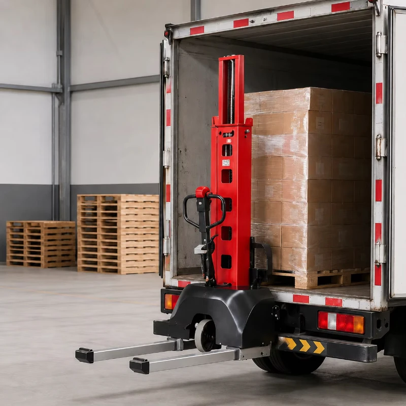 Heavy Duty Customized Lifting Height Self-Propelled Pallet Stacker Self Loading Electric Stacker for Logistics Truck Transport