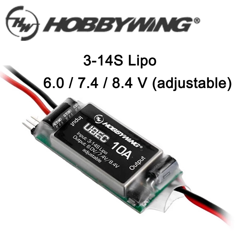 Hobbywing Waterproof UBEC 10A Voltage Regulator Module 3-14S 6/7.4/8.4V 10A Adjustable BEC High Voltage For RC Model Drone Car