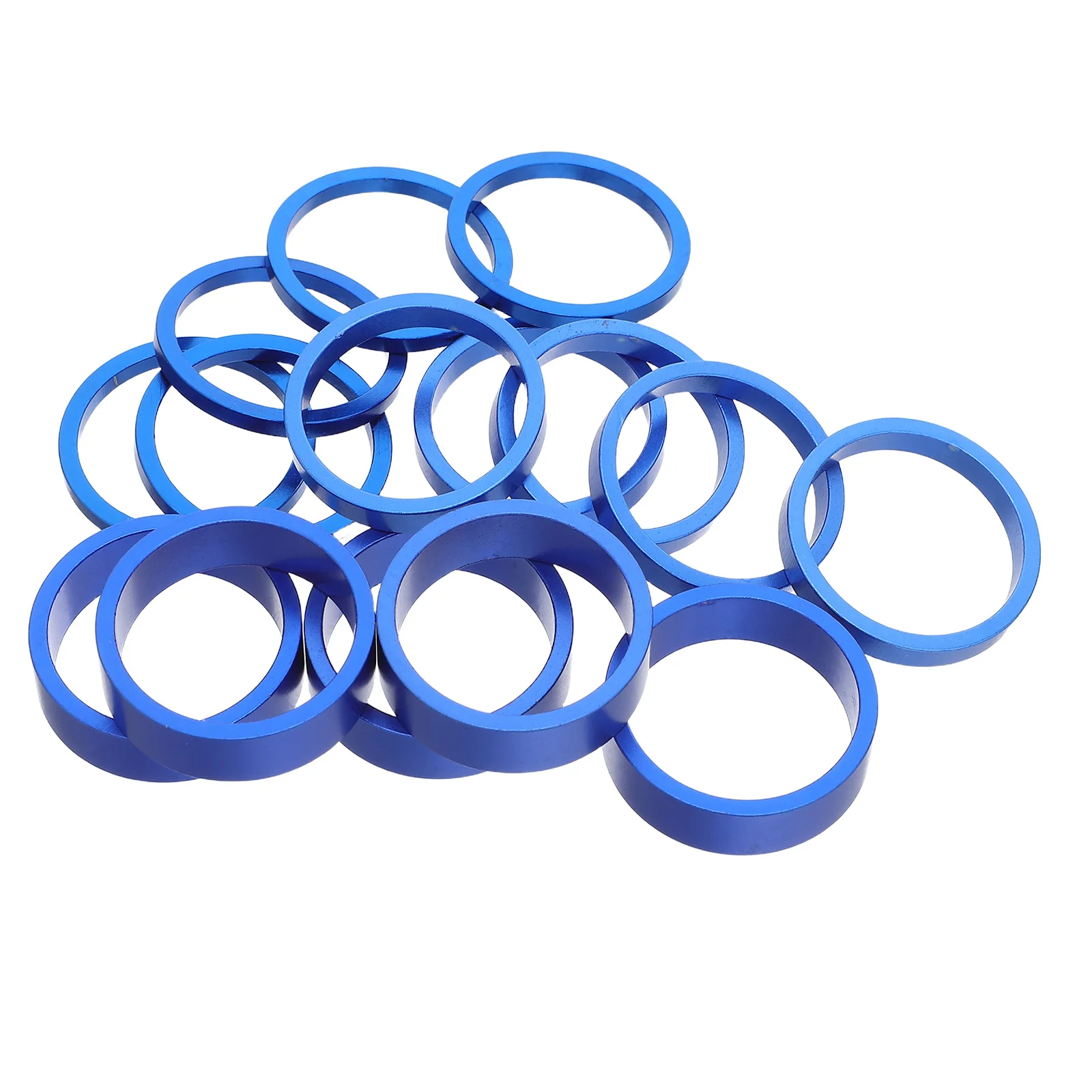 15Pcs Road Mountain Bike Stem Spacers Aluminum Alloy Front Fork Blue Spacer Kit Handlebar Stem Rings Washer Headsets Washer