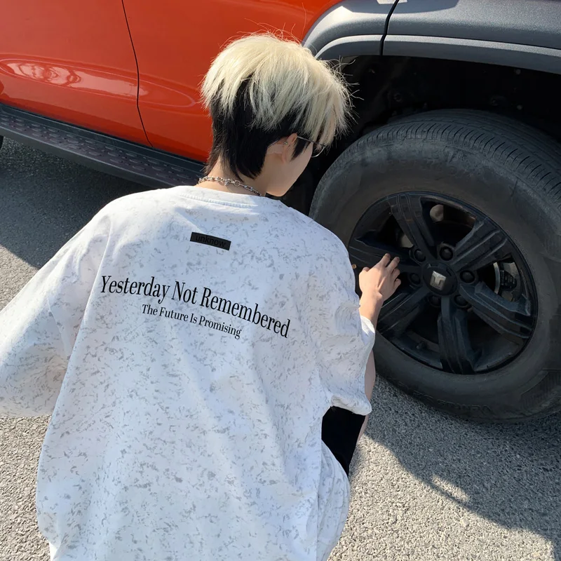 

Men's Cotton T-shirt Big Size Letter Print 5XL Mens Oversized T Shirts Graphic Vintage Casual Wear Summer Tee Shirts for Man