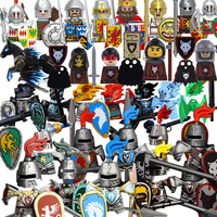 Compatible MOC Medieval Building Block Characters Soldiers Dragon knights Black Lion Eagle Toy Gift Bricks Farmer Soldier X048
