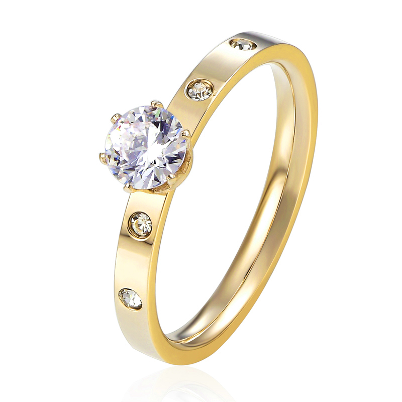  Anti Allergy Titanium Steel 1 Big 4 Small Cubic Zirconia Wedding Ring For Woman Rose Gold Color Crystal Wedding Jewelry bague 