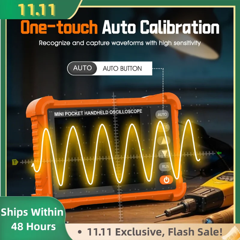 

Handheld Digital Oscilloscope 250kHz 2.5MS/s AUTO Set 2.8'' LCD ±40V Rechargeable 3H Battery for Repair & Education