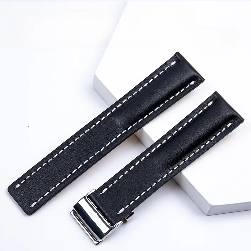 Italian Soft and Skin Friendly Genuine Leather Watch Strap for Breitling Super Ocean Aviation Timing Avenger 22/24mm view 2