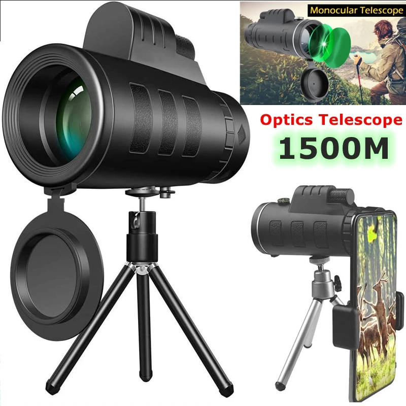 Krachtige Optics Nachtzicht Kompas Monoculaire Telescoop Mini Hd 40X60 Waterdichte Pocket Zoom BAK4 Telescoop Voor Jacht Camping