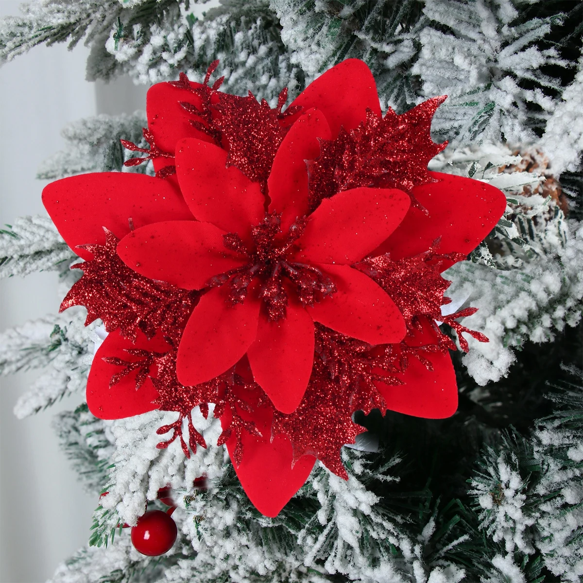 Sztuczne kwiaty świąteczne Wesołych Świąt Dekoracja na przyjęcie 2025 Boże Narodzenie Dekoracja choinki Navidad Natal Prezent na Nowy Rok 2026