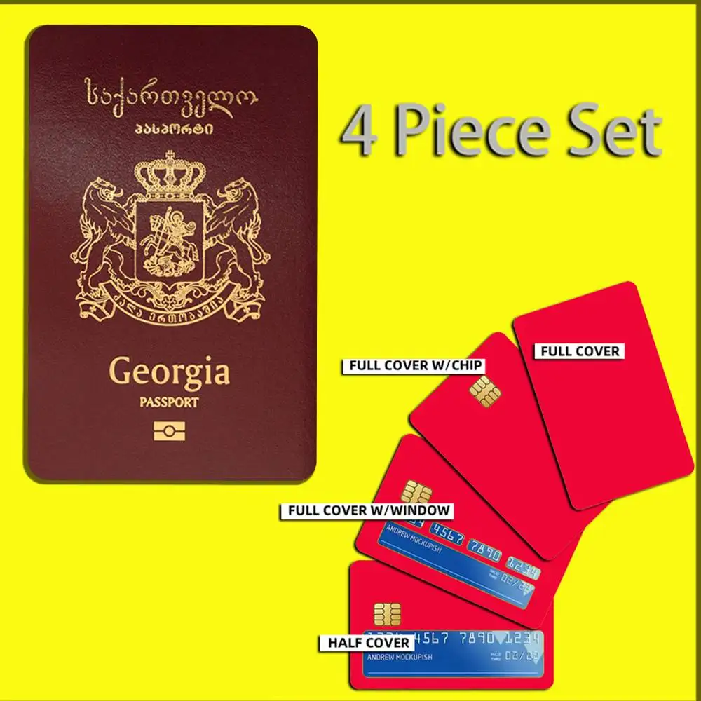 جورجيا الوطنية شعار العلم ملصقات بطاقة جواز السفر لبطاقات الائتمان البنك الخصم مترو حافلة تمرير ملصق غطاء الديكور 4 قطعة
