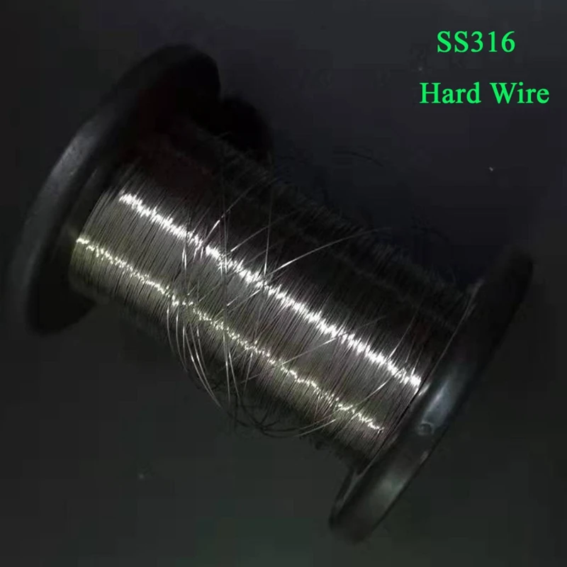 100 Meters, 0.1 0.15 0.2 0.3 0.4 0.5 0.6 0.8mm SS316 Stainless Steel Hard Condition Wire DIY Bright Steel Wire customize