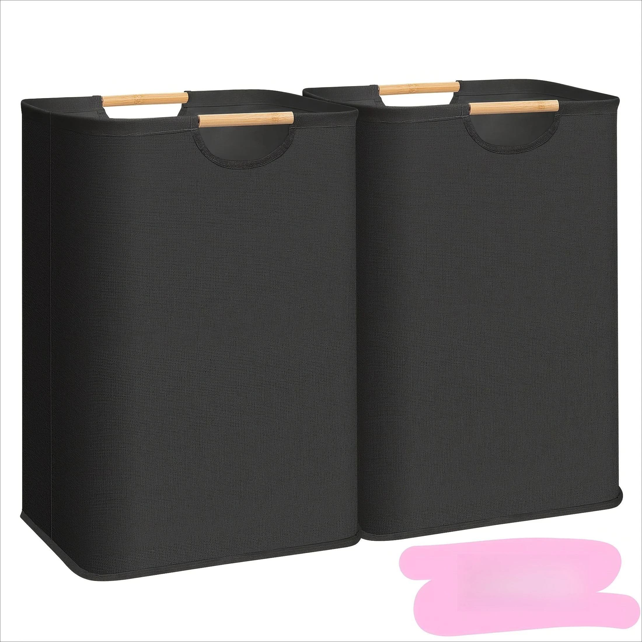 

Foldable Laundry Hamper 72L Freestanding Clothes Basket with Bamboo Handle Space-Saving Laundry Bin for Home Bedroom Bathroom
