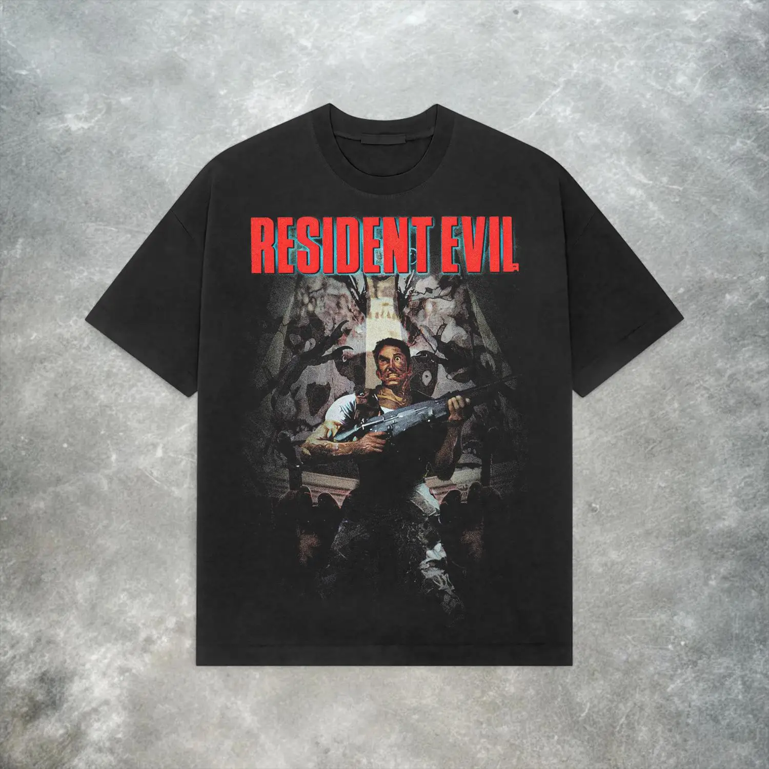 Camiseta de Verano con Diseño de Biohazard: Camiseta Retro de Videojuegos de Terror Y2K, Camiseta de Cuello Redondo y Manga Corta para Hombre