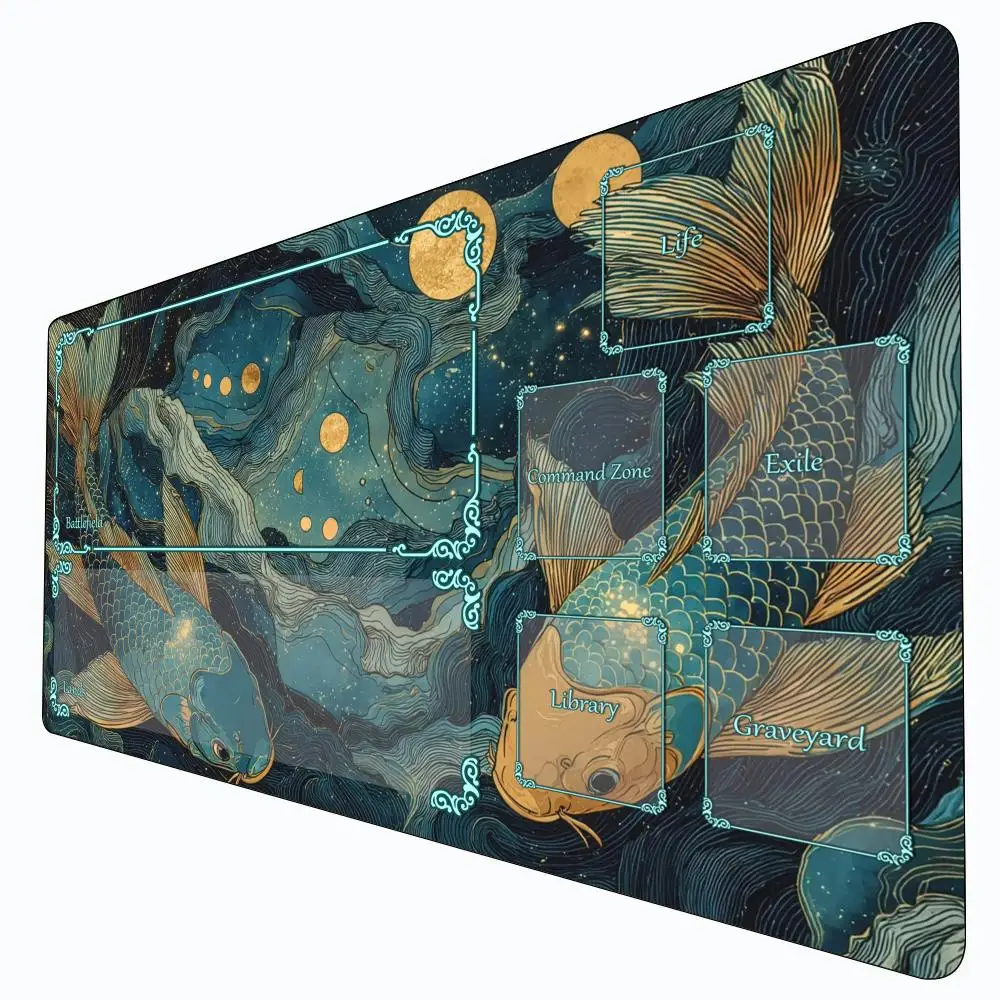الفن الجمالي كوي الأسماك نمط MTG Playmat ماجيك بطاقة معركة حصيرة عدم الانزلاق دائم 35X60 سنتيمتر قائد Playmat tapete ماجيك mtg #1