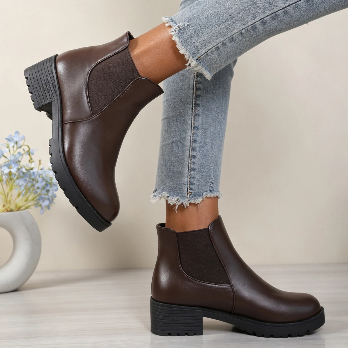 Leather Ankle Boots with Thick - đánh giá và giá Women Shoes Must Have