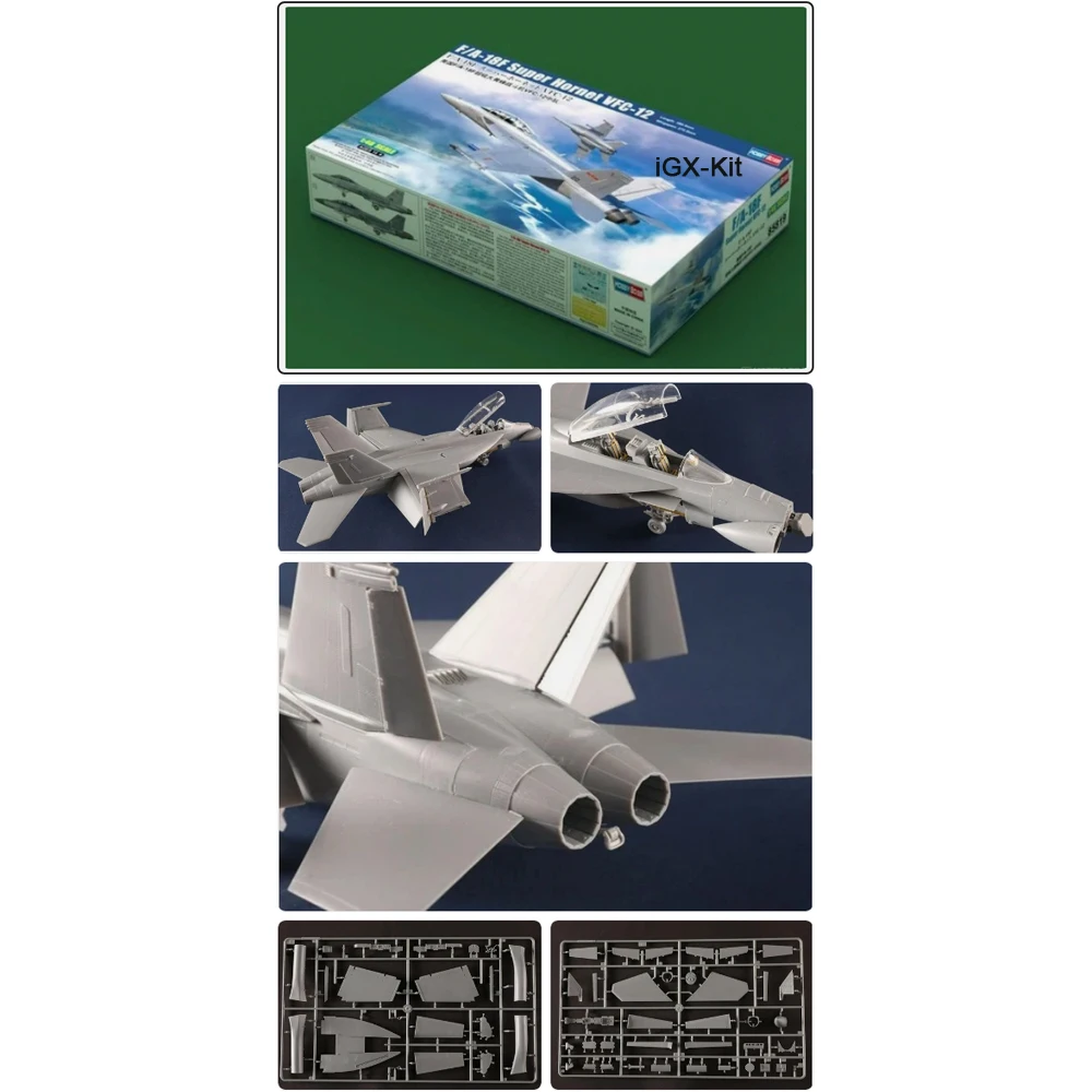 

HobbyBoss 85819 1/48 Scale US F18 F-18 F-18F F/A-18F Super Hornet VFC-12 Fighter Plane Plastic Assembly Model Building Kit