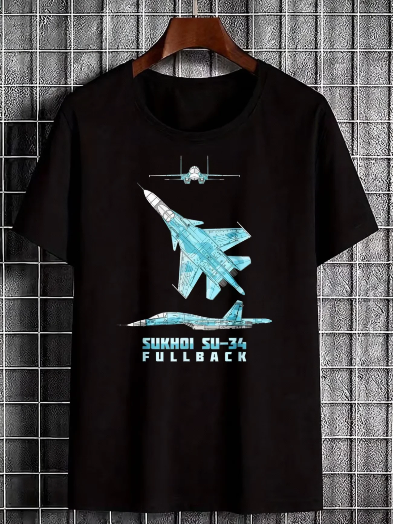 Funny Sukhoi Su-34 Fullback Fighter Jet Graphic Men's T Shirt Tee Women Summer Spring Novelty Oversized Humor Streetwear Top