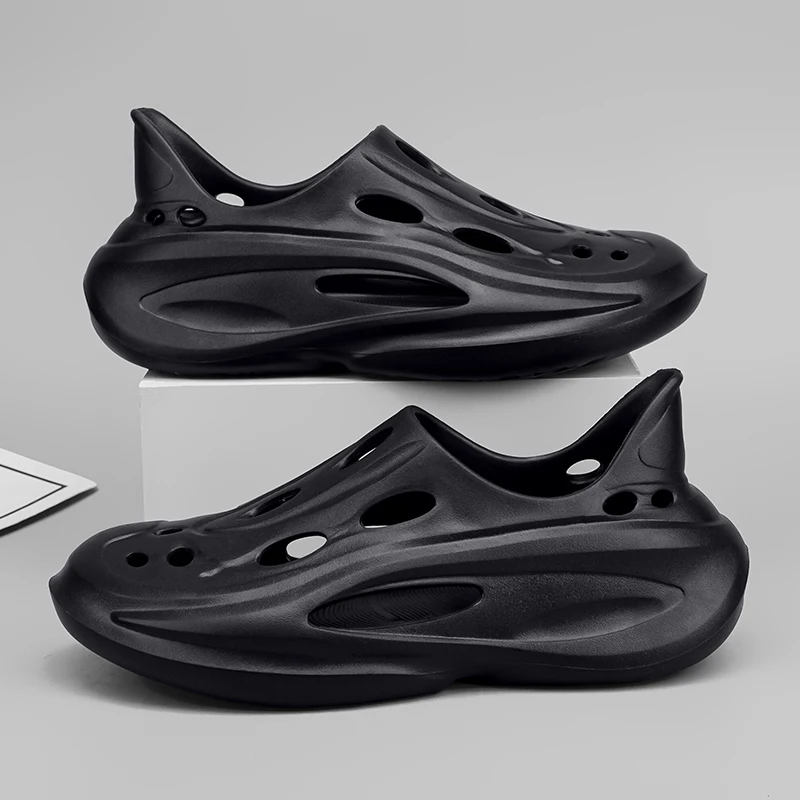 

Черная мужская обувь для воды, шлепанцы с облаками на толстой подошве, летние уличные быстросохнущие сандалии из ЭВА, легкая рабочая обувь для мужчин