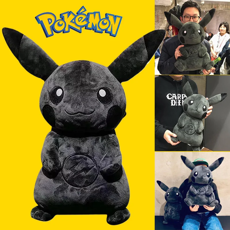 30CM Pokemon X Fragment Anime Character Dark Pikachu Doll Kawaii Pop Doll Black Pikachu Pillow Birthday Gift Female