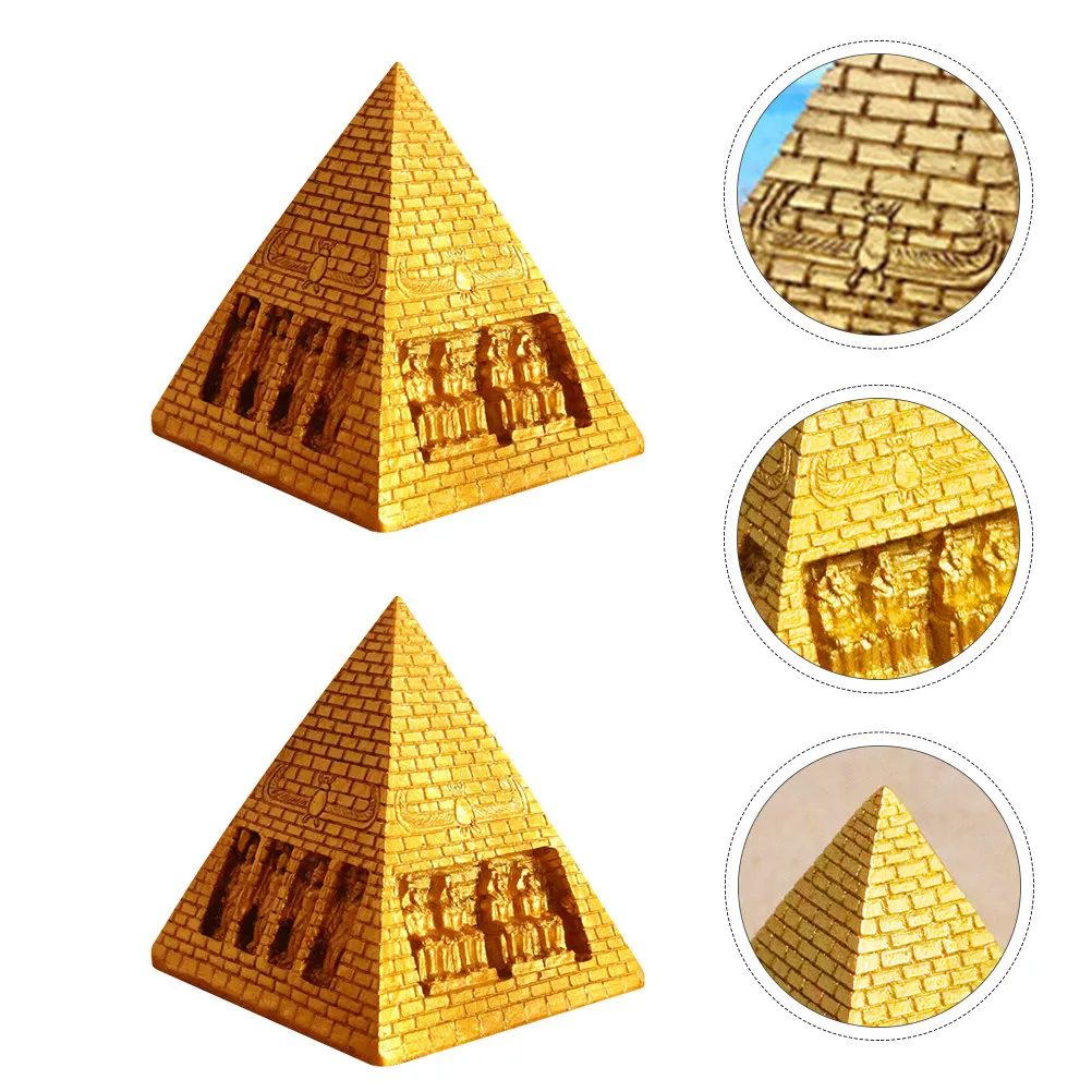 2Pcs Pyramid Ornament Resin Mysterious Egyptian Home Decoration Desktop Art Crafts Collection Gift Divination Supply