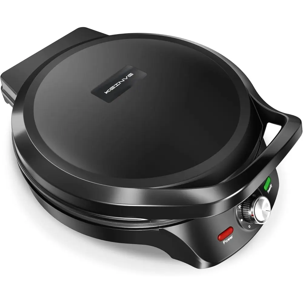 

1500W Dual-Function Indoor Griddle and Pizza Oven with 30-Minute Timer, Auto-Off, and 180° Rotating Lid for Cooking Various Dish