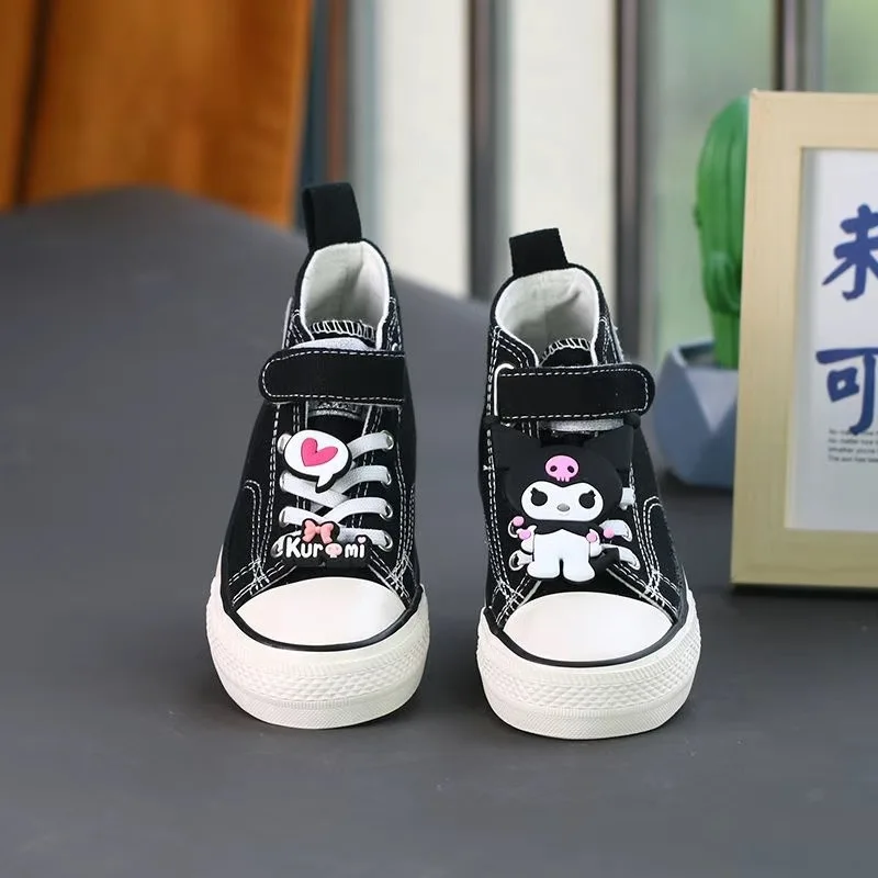 Cute Kuromi Accessories Kids Casual Canvas Shoes Spring Autumn New High Top Kids Shoes for Boys and Girls Kawaii Y2k Sneakers