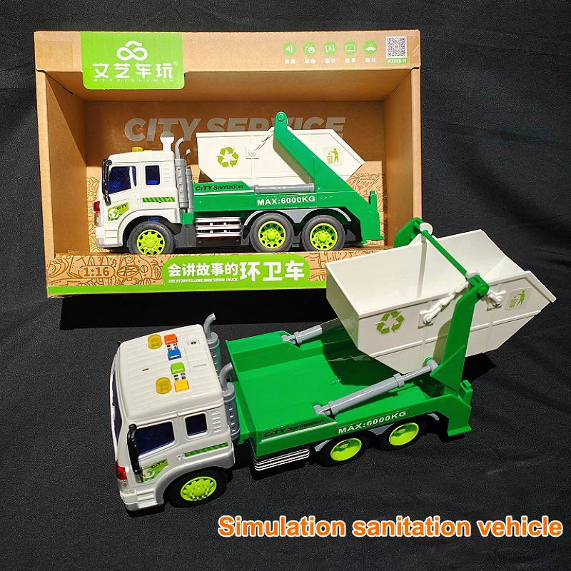 New Large Sanitation Truck Model Children's Simulated Light and Music Inertia Truck Toy Children's Early Education Toy Gift