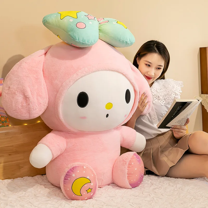 

Sanrio Anime Cinnamoroll Kuromi Melody Plush Toy Large Doll Grab Machine Doll Factory Kawaii Pillow Toy Kuromi Plush Kids Gifts