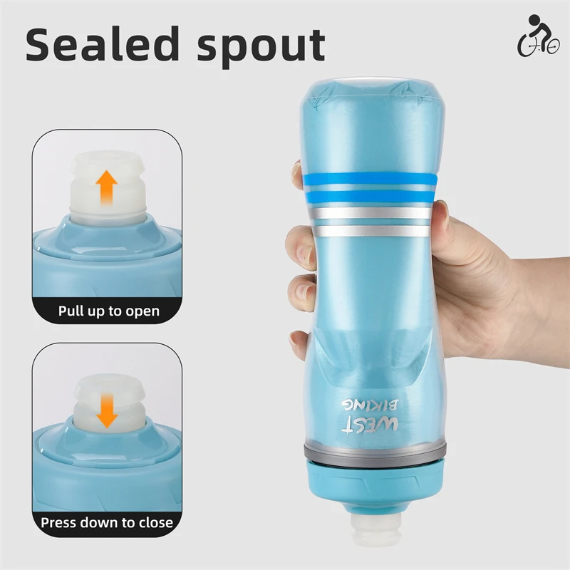 WEST BIKING 620ML Bicycle Bottle MTB Road Bike Water Bottle Outdoor Sports Plastic Drink Cycling Cold Insulation Water Bottle