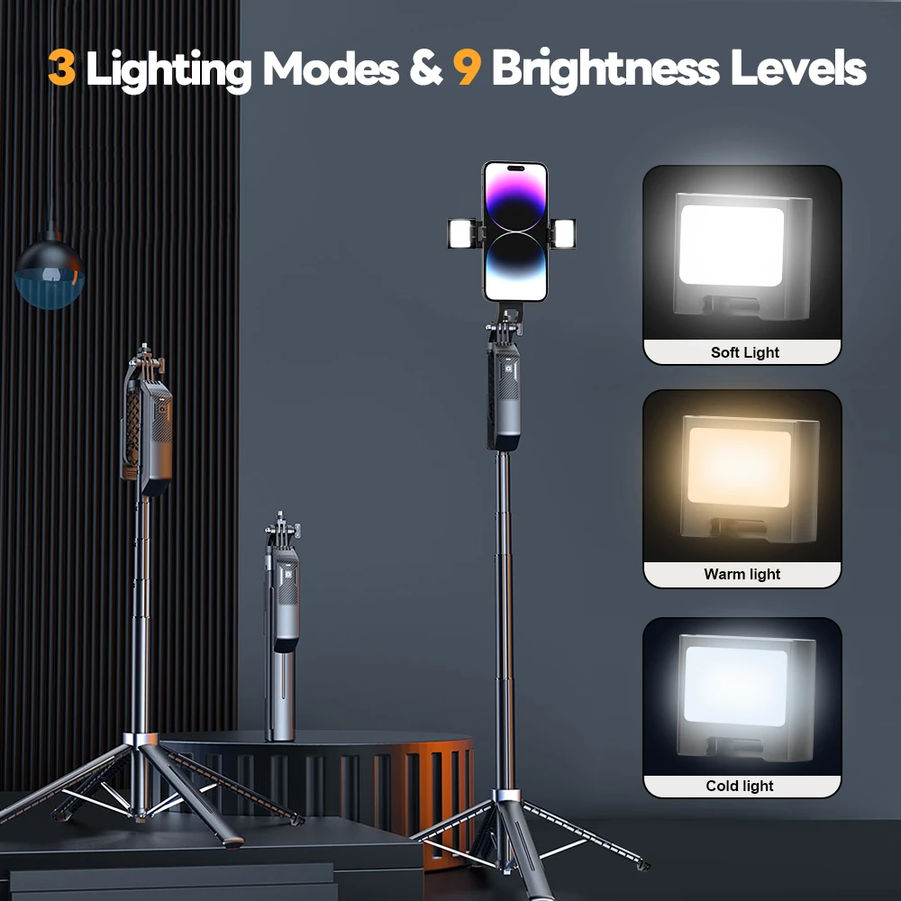 Trépied perche à selfie Bluetooth, support de téléphone pliable, conception de mini porte-clés, adapté aux téléphones intelligents Apple, Android et autres