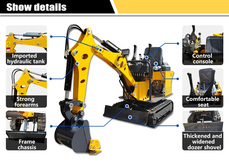 Nieuwe staartloze minigraafmachine 0,8 ton EPA-motor minigraafmachine geschikt voor maatwerk in stedelijke constructie en landschapsarchitectuur