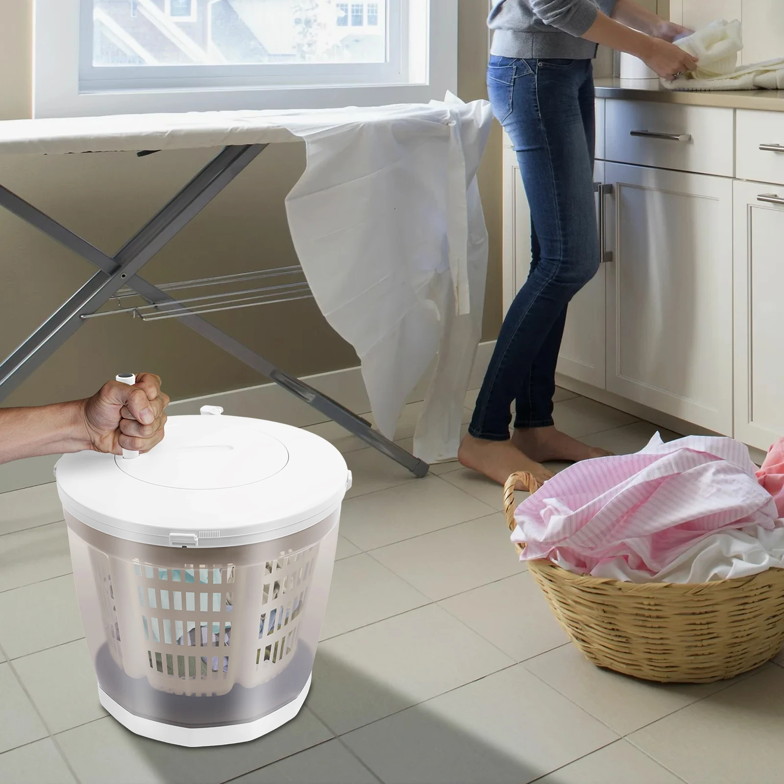 غسالة يدوية صغيرة، مجفف دوار، غسالة خارجية محمولة مناسبة لعناصر الملابس الصغيرة