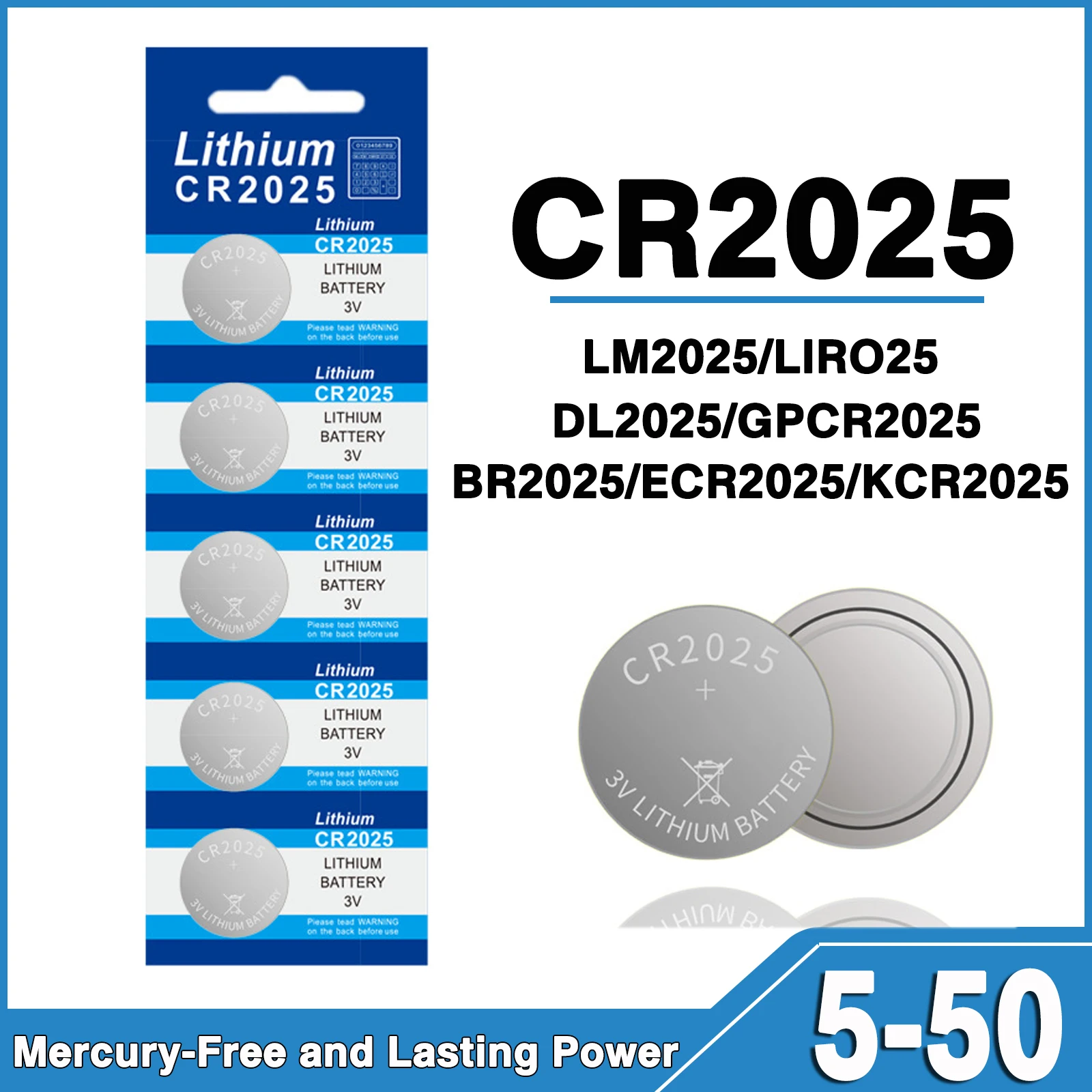 5-50PCS CR2025 batterie a bottone 2025 DL2025 BR2025 LM2025 batteria a bottone al litio 3V per orologio telecomando luce a LED